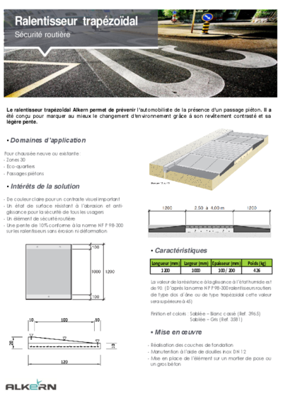 Ralentisseur trapézoïdal