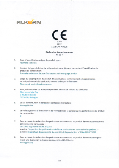 DOP n°12-7-V2 - Poutrelles - Usine Ciry Salsogne