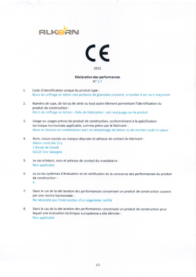DOP n°2-7-V2 - Blocs de coffrage - Usine Ciry Salsogne