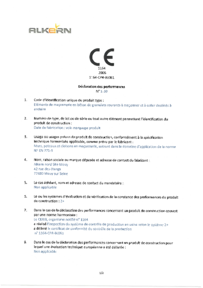 DOP blocs à coller ou maçonner - Usine de Mouy