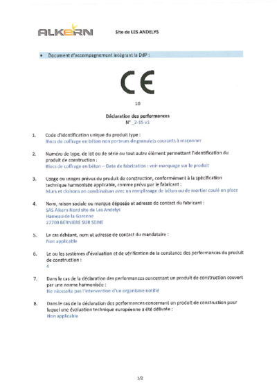 DOP - Blocs de coffrage - Usine Les Andelys