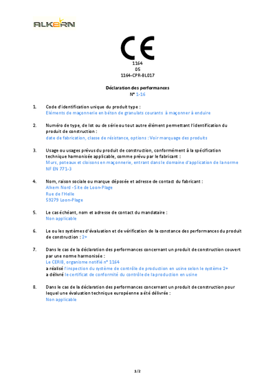 DOP - Blocs à maçonner - Usine Loon-plage