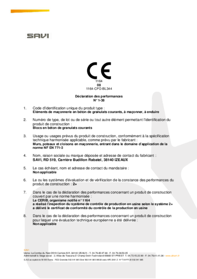 DOP - Blocs à maçonner - Usine Izeaux
