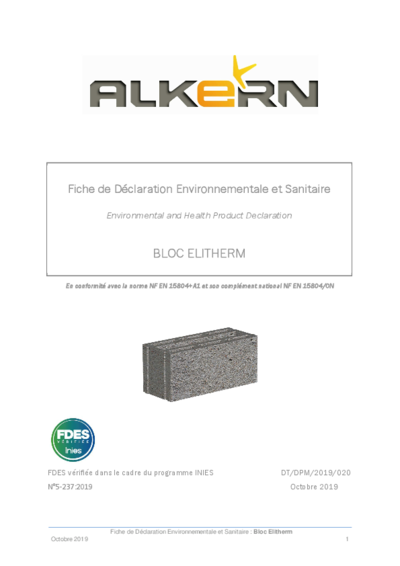 FDES Elitherm vérifiée