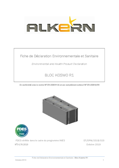 FDES Kosmo R1 vérifiée
