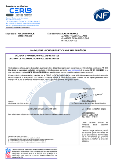 NF - TALLARD - BORDURES ET CANIVEAUX